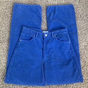 Zara Bright Royal Blue Corduroy Pants spring straight fit jeans